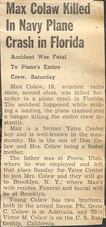 Obituary for Max Colaw